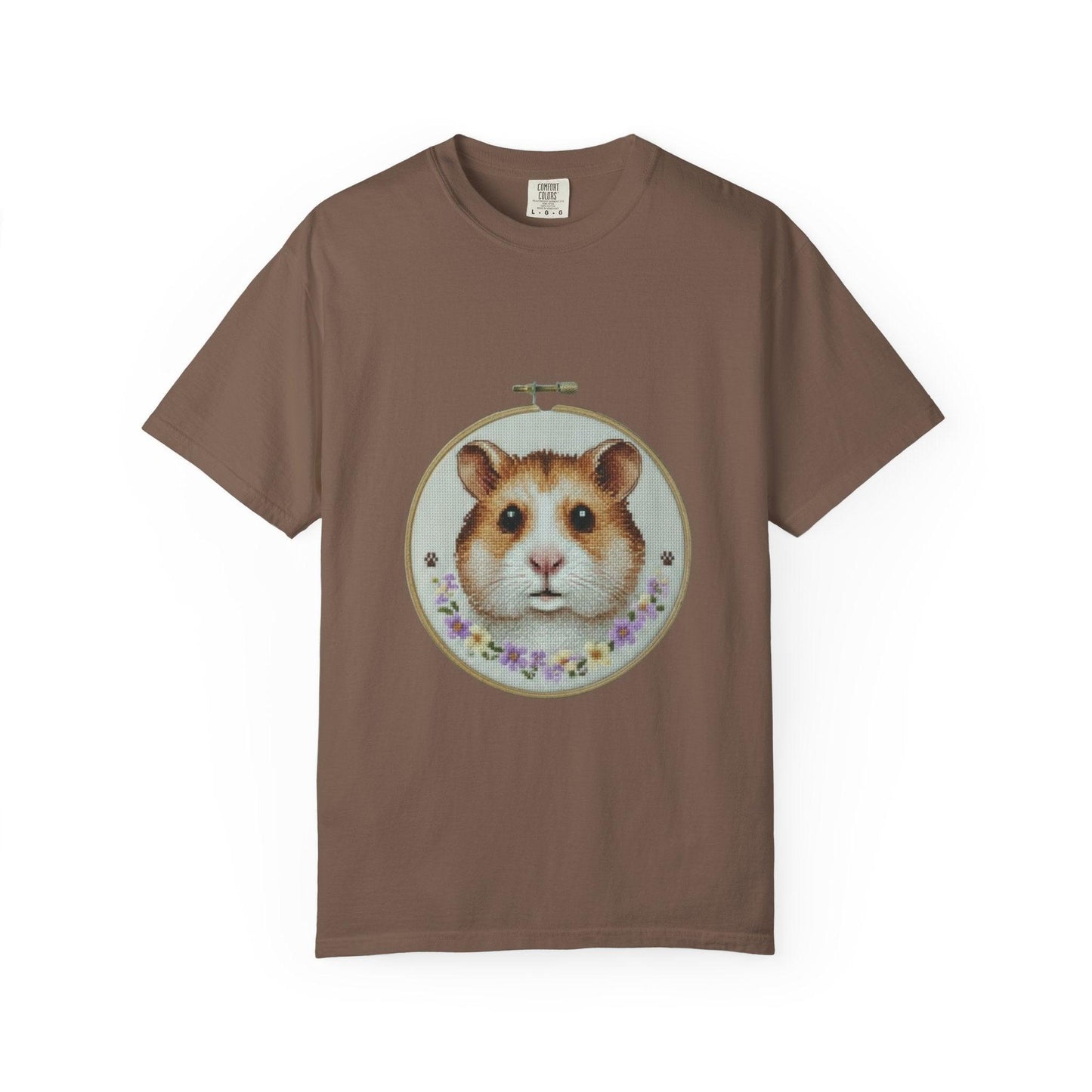 Hamster Portrait Embroidery Hoop T-shirt | Cute Small Pet Illustration