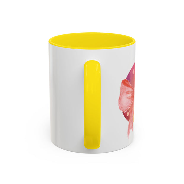 Pink/Yellow Planet Wrapped In A Bow Accent Coffee Mug