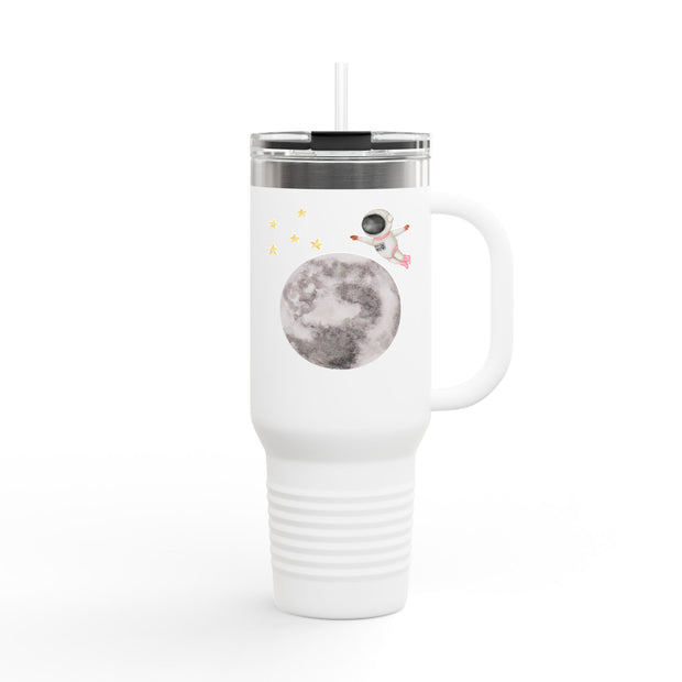 Astronaut Flying To The Moon Insulated Travel Mug, 40oz