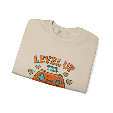 Funny Gamer Sweatshirt, Level Up Leftovers Crewneck, Gifts for Gamers, Casual Wear, Thanksgiving Sweatshirt, Cute Holiday Apparel