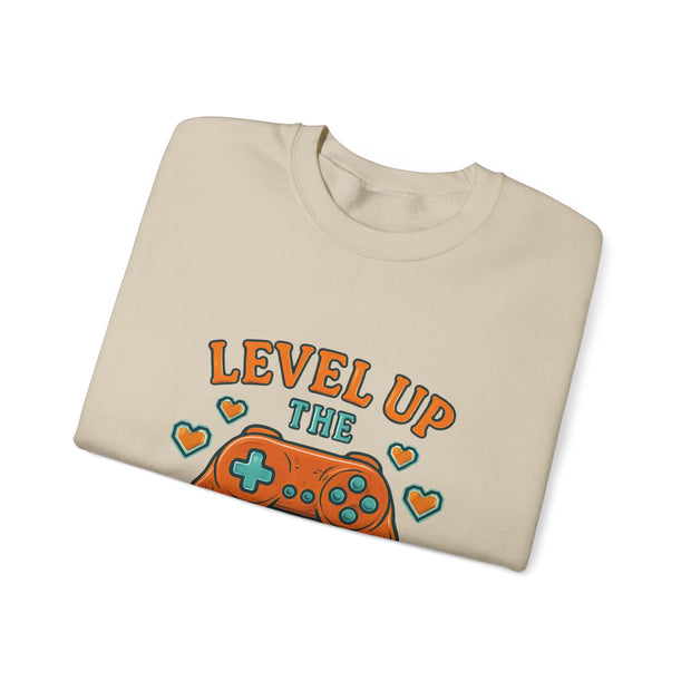 Funny Gamer Sweatshirt, Level Up Leftovers Crewneck, Gifts for Gamers, Casual Wear, Thanksgiving Sweatshirt, Cute Holiday Apparel