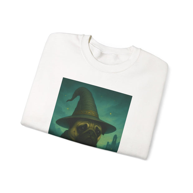 Wizard Pug Sweatshirt, Cozy Unisex Sweatshirt, Funny Pet Lover Gift, Halloween Apparel, Casual Trendy Crewneck