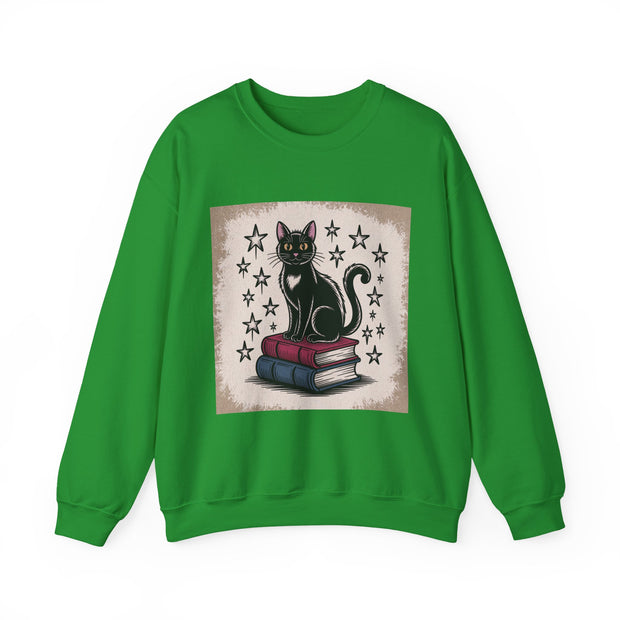 Cat and Book Lover's Crewneck Sweatshirt
