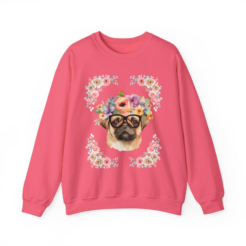 Geeky Goddess Pug Unisex Crewneck Sweatshirt