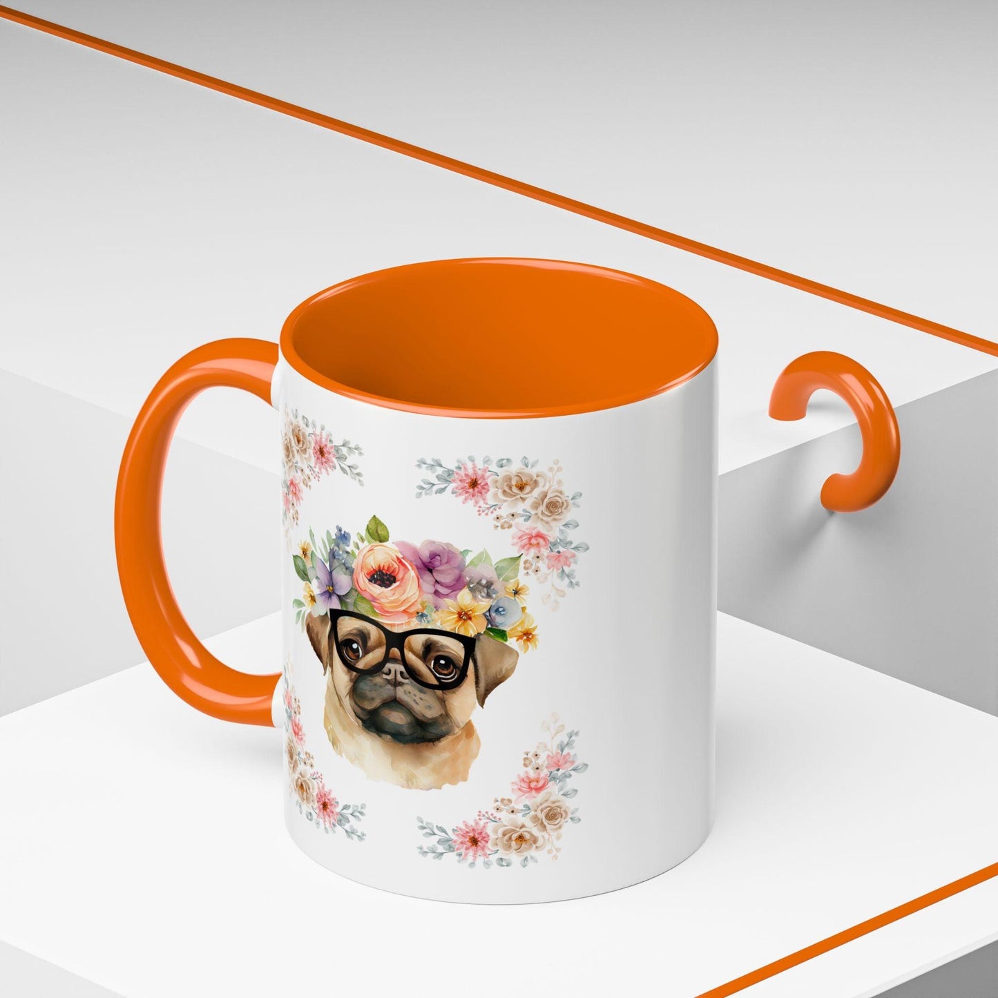 Geeky Goddess Pug Accent Coffee Mug