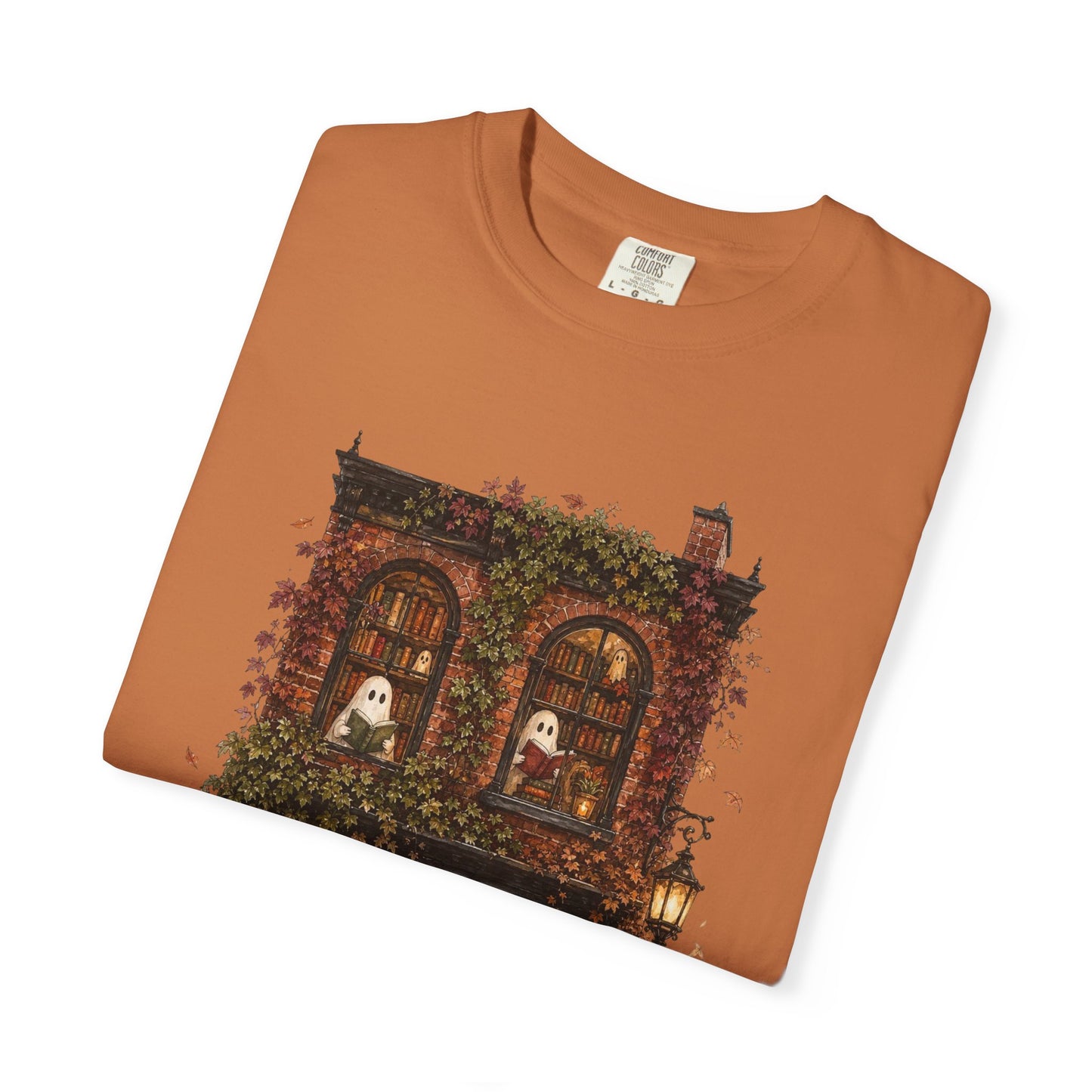 Haunted Bookstore T-Shirt, Cozy Book Lover Halloween Shirt, Ghost Library Tee, Dark Academia Fall Graphic, Spooky Reader Gift
