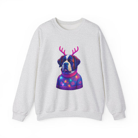 Saint Bernard with Reindeer Antlers sweatshirt | Holiday Dog Sweater Design