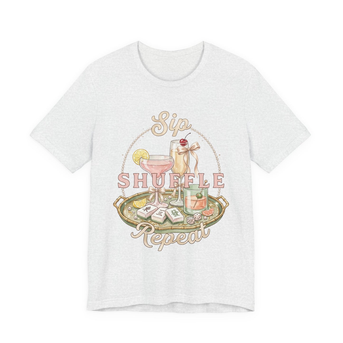 Sip Shuffle Repeat Shirt, Mahjong Social Club Tee, Pastel Girls Night Graphic Shirt, Mahjong Lover Gift
