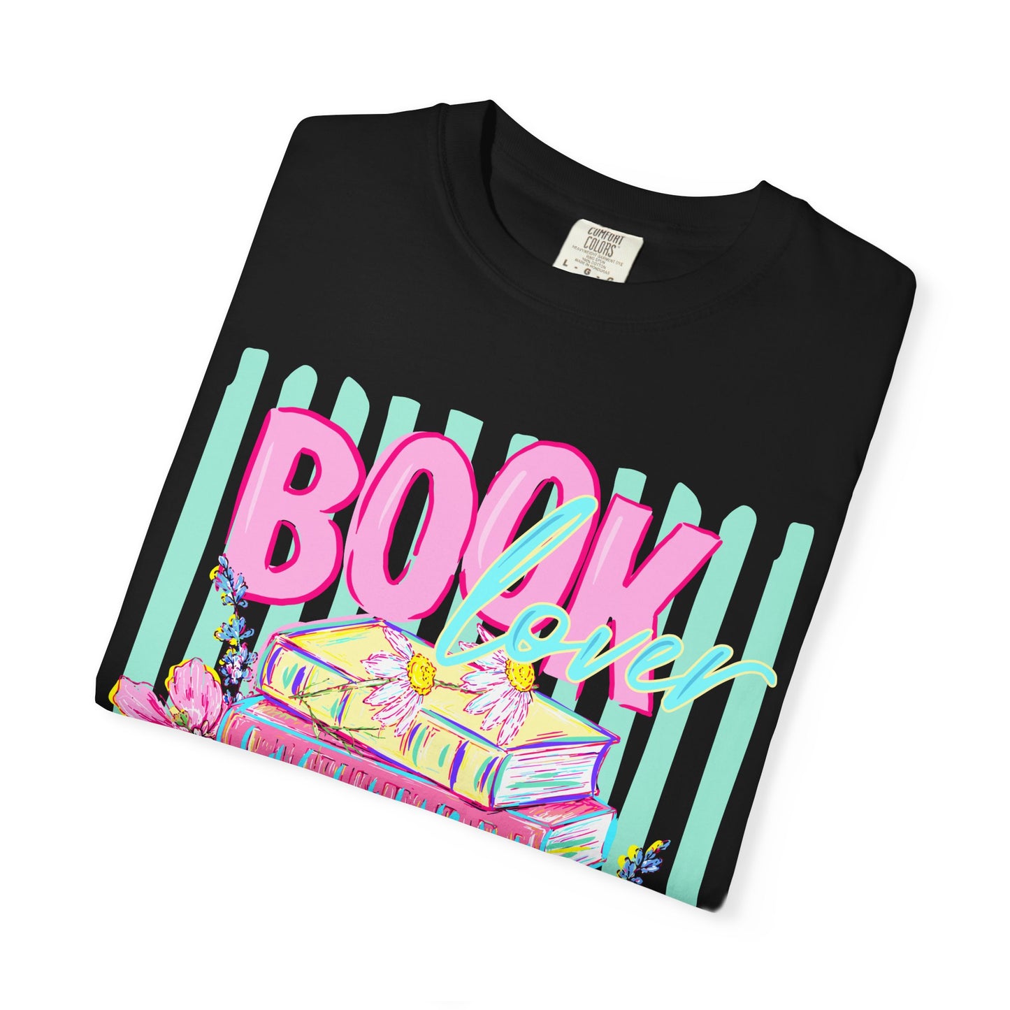 Book Lover Stack T-Shirt, Pastel Book Stack Floral Tee, Cozy Reader Shirt, Booktok Graphic T-Shirt, Cute Bookish Gift for Women