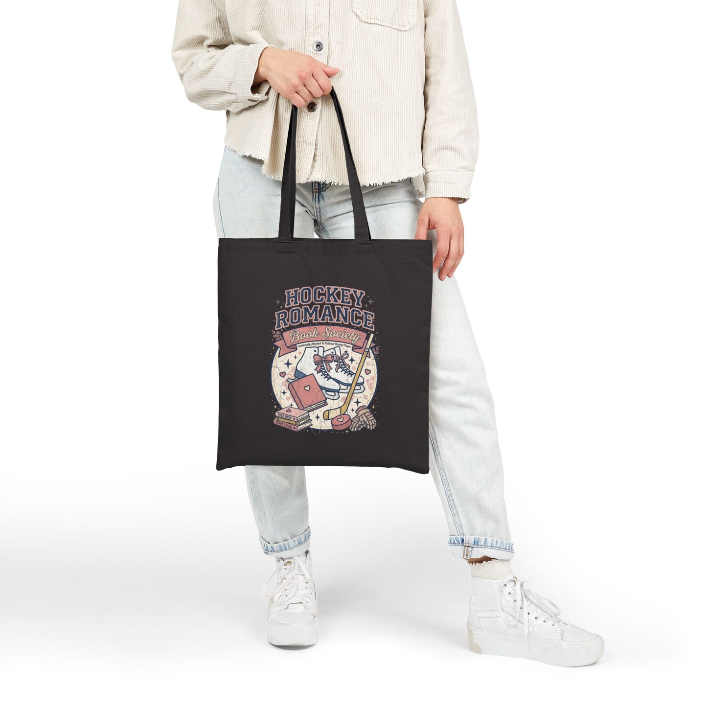 Hockey Romance Tote Bag, Booktok Romance Reader Bag, Cozy Hockey Book Girly Gift, Book Lover Tote