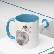 Astronaut Flying To The Moon Accent Coffee Mug
