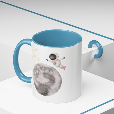 Astronaut Flying To The Moon Accent Coffee Mug