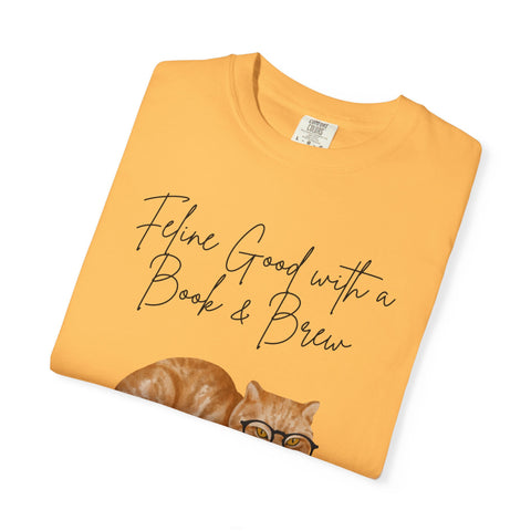 'Feline Good with a Book & Brew' Unisex T-Shirt