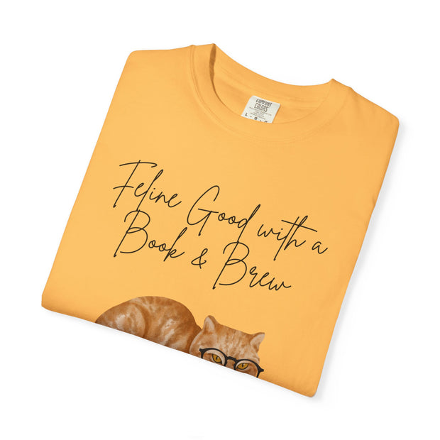'Feline Good with a Book & Brew' Unisex T-Shirt