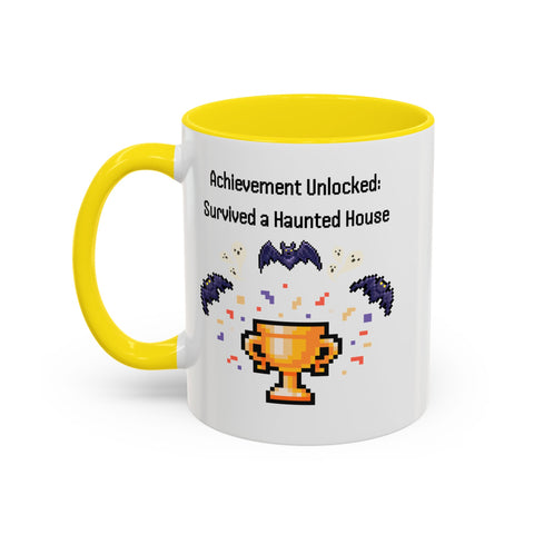 'Achievement Unlocked: Survived A Haunted House' Accent Coffee Mug