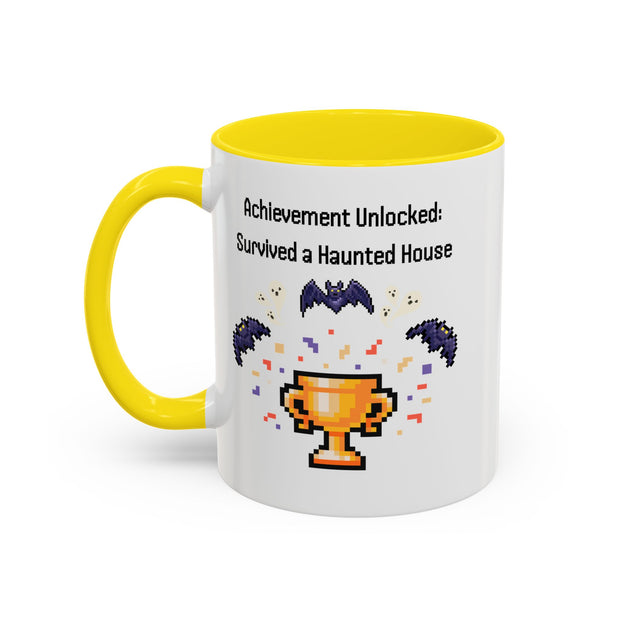 'Achievement Unlocked: Survived A Haunted House' Accent Coffee Mug
