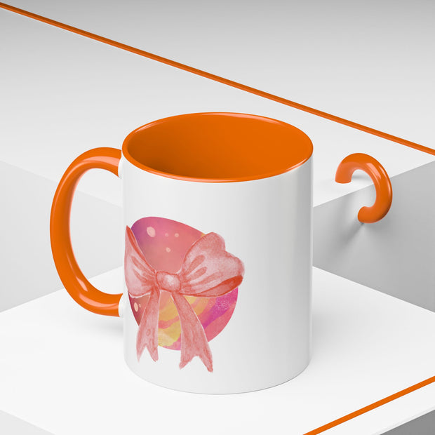 Pink/Yellow Planet Wrapped In A Bow Accent Coffee Mug