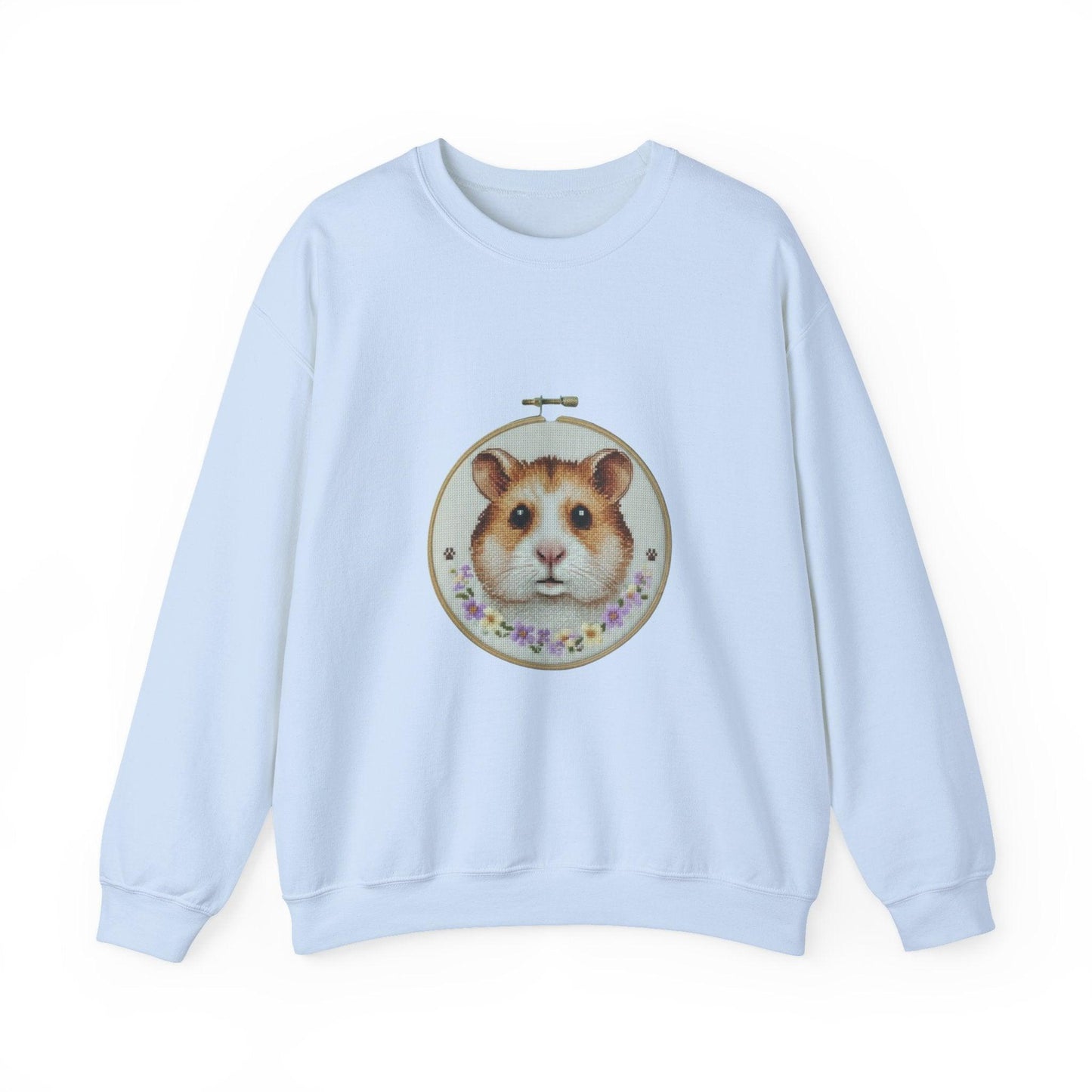 Hamster Portrait Sweatshirt | Embroidery Hoop Floral Frame