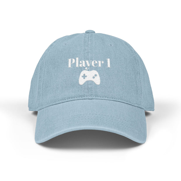 'Player 1' Denim Embroidered Cap