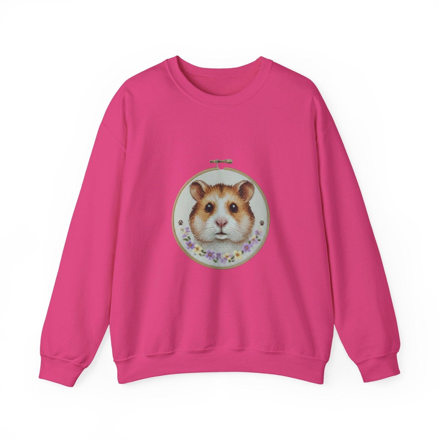 Hamster Portrait Sweatshirt | Embroidery Hoop Floral Frame