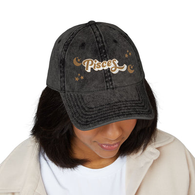 'Pisces' Vintage Embroidered Cap