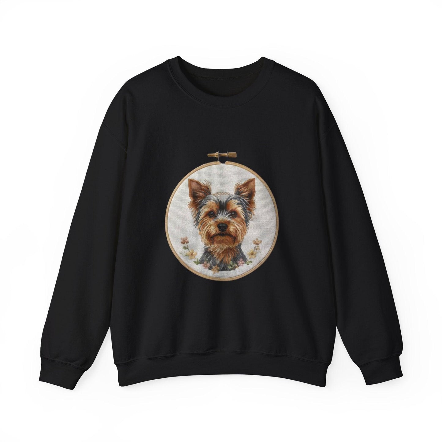 Yorkshire Terrier Portrait Sweatshirt | Embroidery Hoop Dog Art