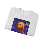 Gaming Golden Doodle Illustration Crewneck Sweatshirt | Retro Arcade Gamer