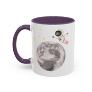 Astronaut Flying To The Moon Accent Coffee Mug