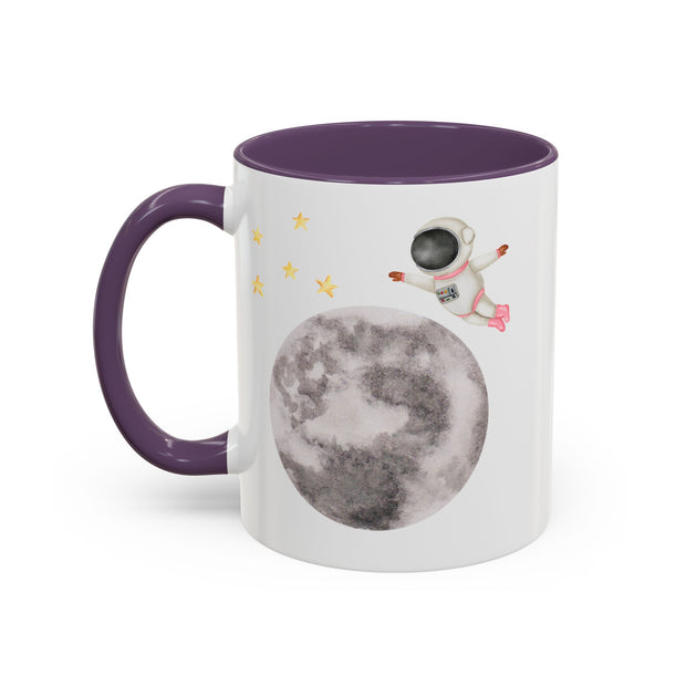 Astronaut Flying To The Moon Accent Coffee Mug