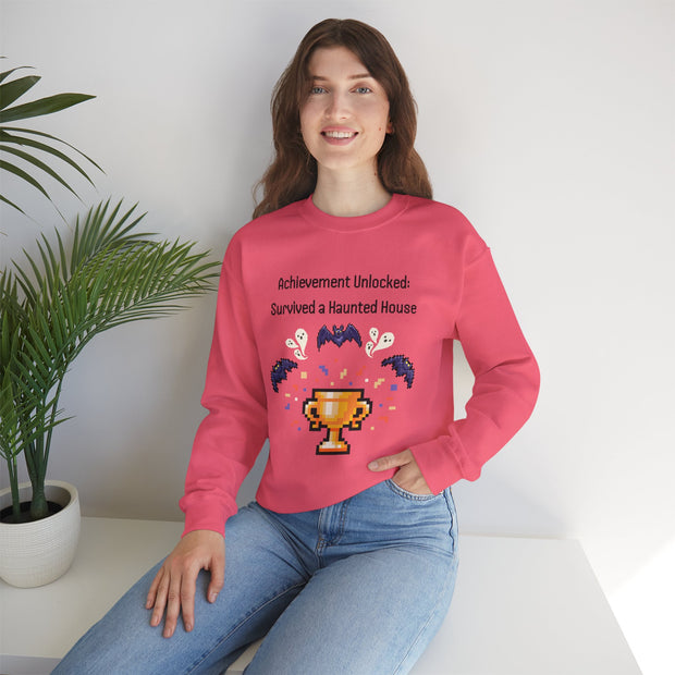 'Achievement Unlocked: Survived A Haunted House' Unisex Crewneck Sweatshirt