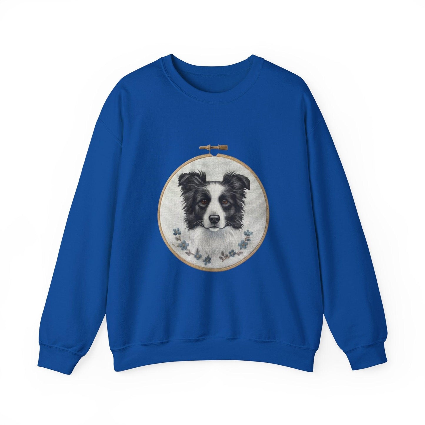 Border Collie Portrait Crewneck Sweatshirt | Embroidery Hoop Dog Design