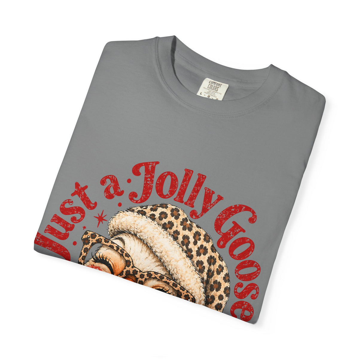 Jolly Goose Christmas Shirt, Funny Christmas Goose Tee, Leopard Santa Goose Shirt, Goose Lover Gift, Retro Holiday T-Shirt