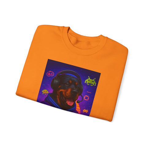 Game On! Unisex Rottweiler Gamer Sweatshirt, Video Game Gift, Cozy Crewneck, Gift for Gamers, Fun Gaming Apparel