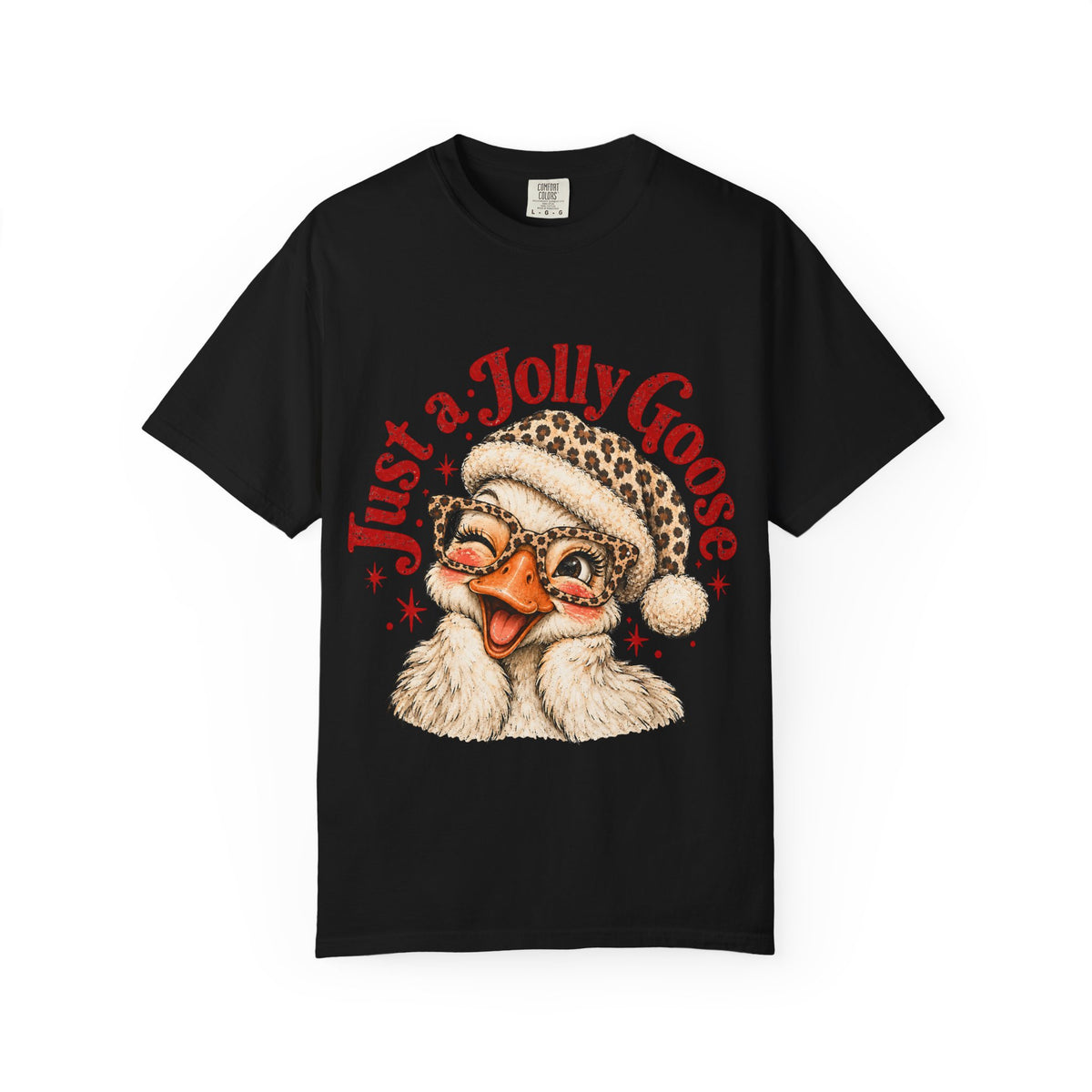 Jolly Goose Christmas Shirt, Funny Christmas Goose Tee, Leopard Santa Goose Shirt, Goose Lover Gift, Retro Holiday T-Shirt