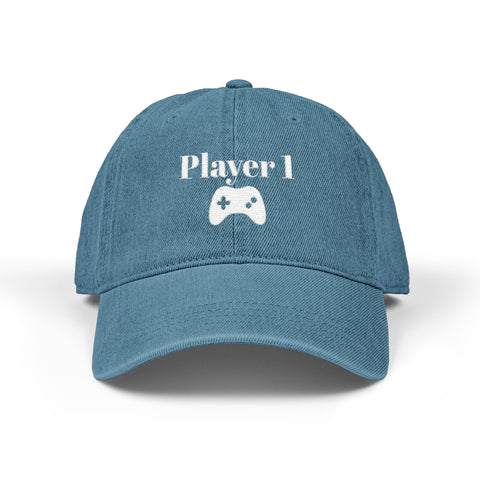 'Player 1' Denim Embroidered Cap
