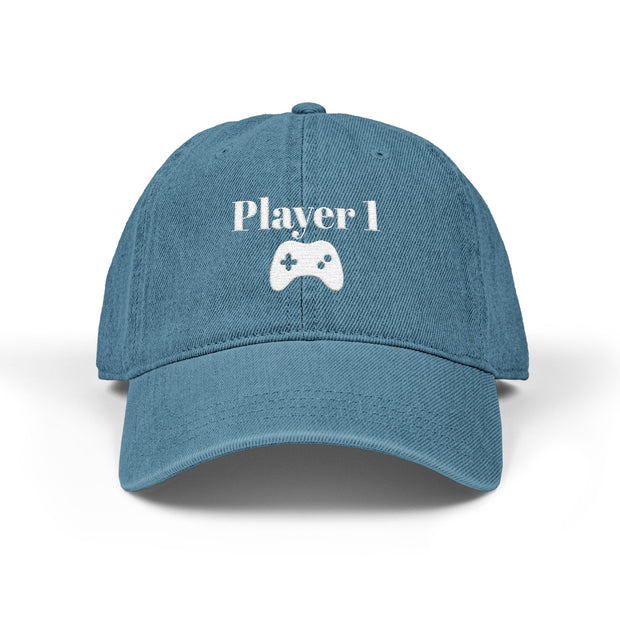 'Player 1' Denim Embroidered Cap
