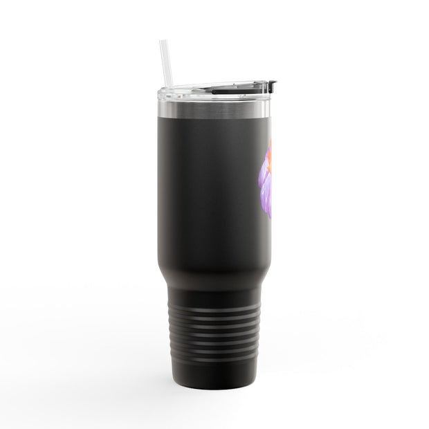 Purple Pumpkin Wrapped In A Bow Insulated Travel Mug, 40oz