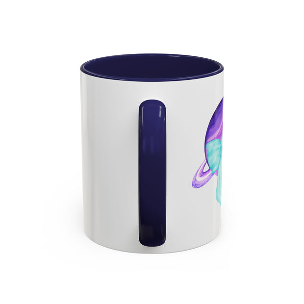 Purple Saturn Wrapped In A Bow Accent Coffee Mug