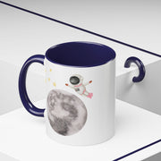 Astronaut Flying To The Moon Accent Coffee Mug