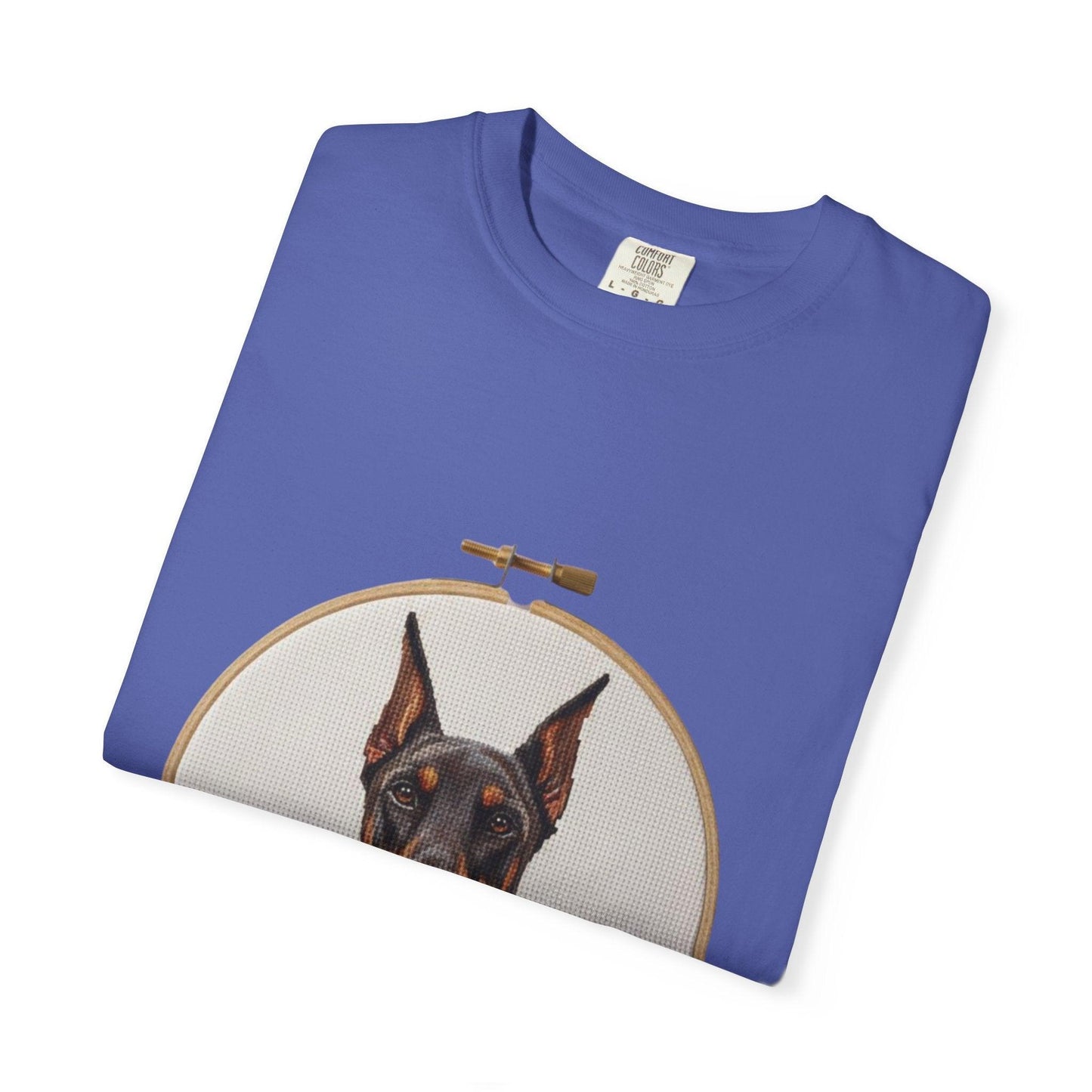 Doberman Portrait T-shirt | Embroidery Hoop Dog Illustration