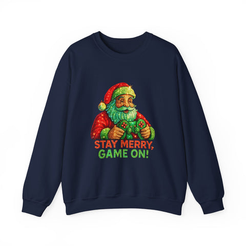 Santa with Game Controller Sweatshirt | Stay Merry Game On Christmas