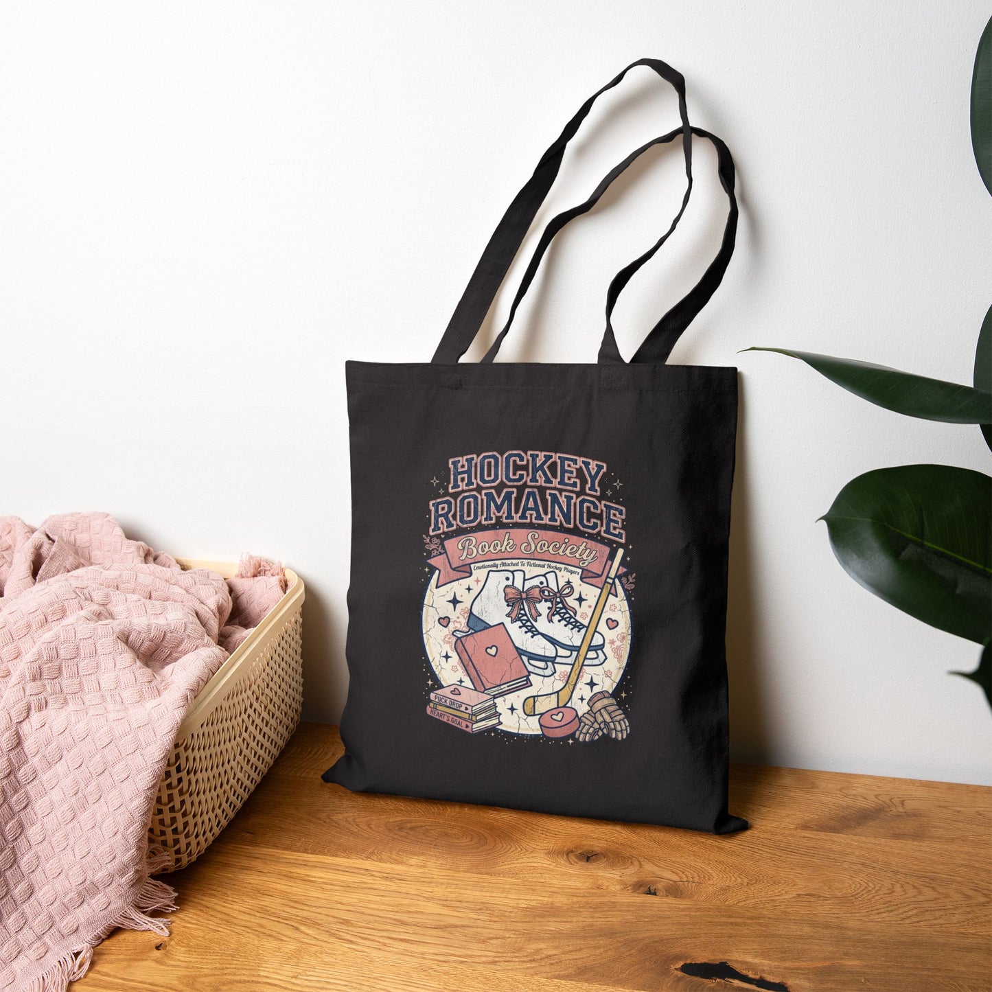 Hockey Romance Tote Bag, Booktok Romance Reader Bag, Cozy Hockey Book Girly Gift, Book Lover Tote
