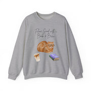 'Feline Good With A Book & Brew' Unisex Crewneck Sweatshirt