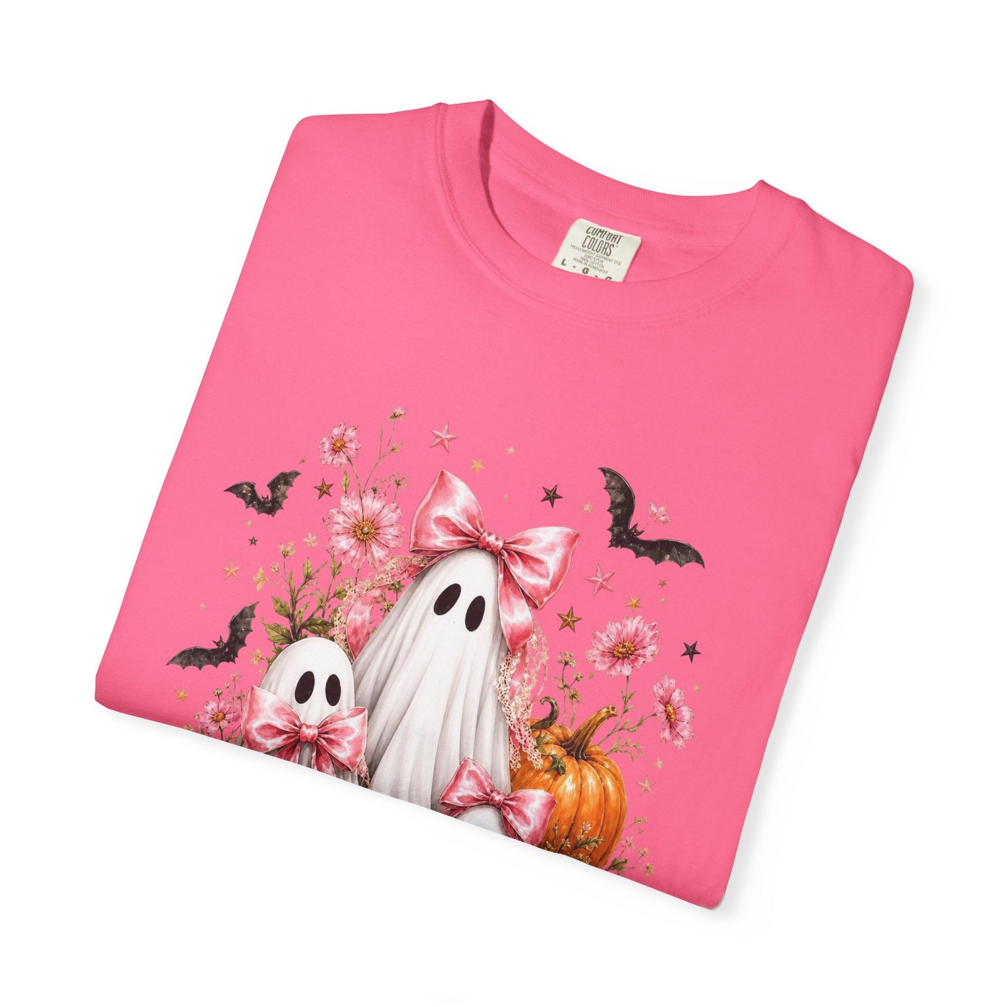 Coquette Ghost Halloween Shirt, Pink Bow Ghost T-Shirt, Cute Spooky Season Tee, Girly Halloween Pumpkin Graphic, Fall Aesthetic Shirt