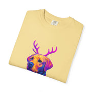 Labrador Retriever with Reindeer Antlers T-Shirt | Neon Holiday Sweater Dog