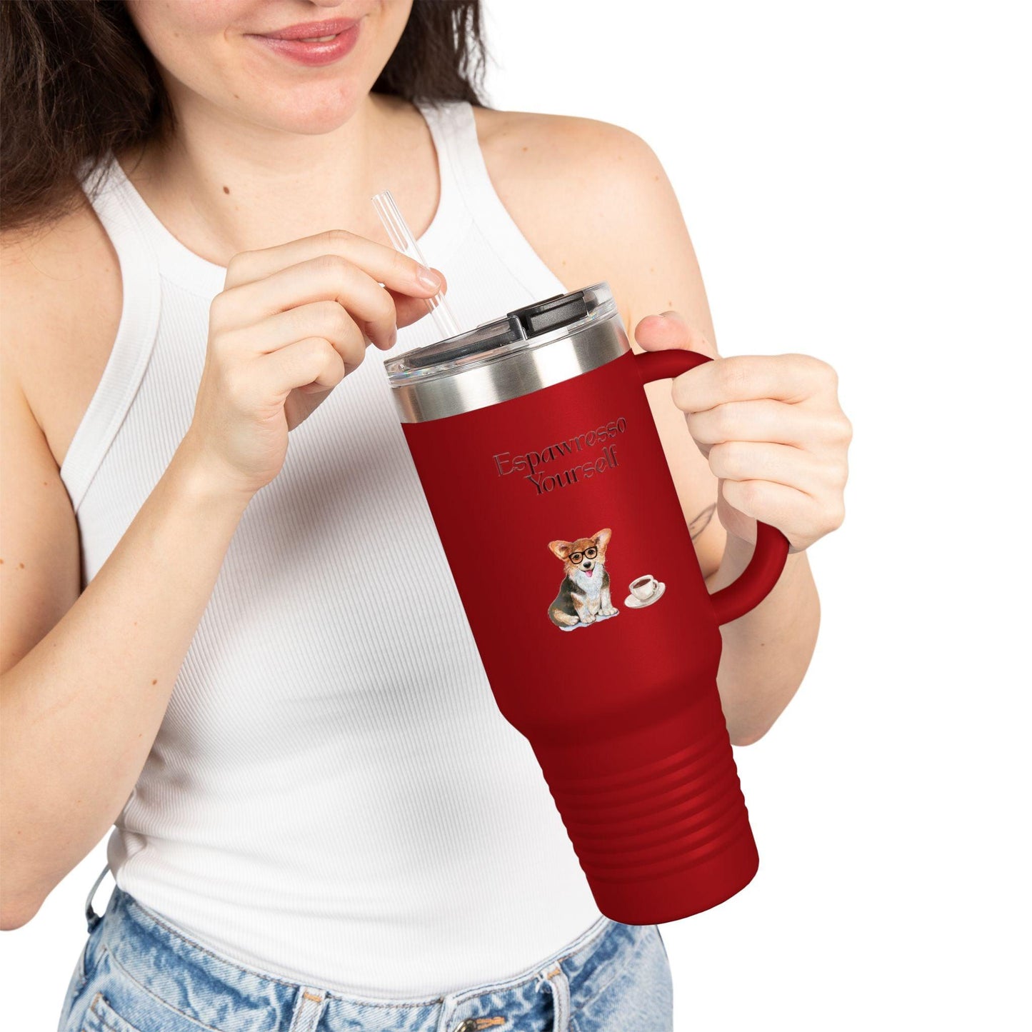 'Espawresso Yourself' Corgi Insulated Travel Mug, 40oz