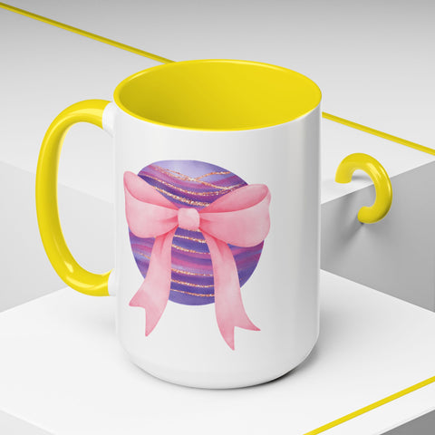 Pink/Purple Planet Wrapped In A Bow Accent Coffee Mug