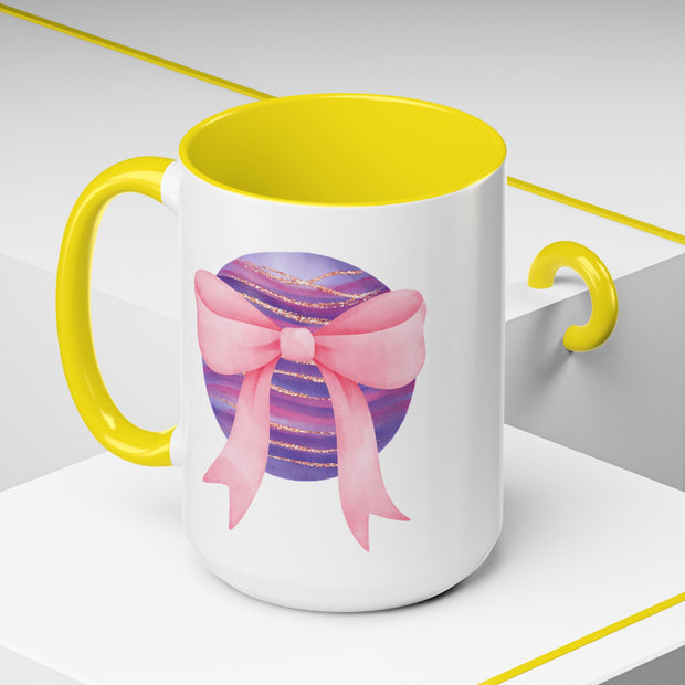 Pink/Purple Planet Wrapped In A Bow Accent Coffee Mug