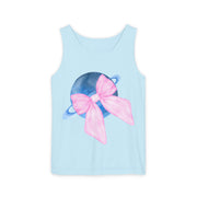Blue Saturn Wrapped In Pink Bow Unisex Tank Top
