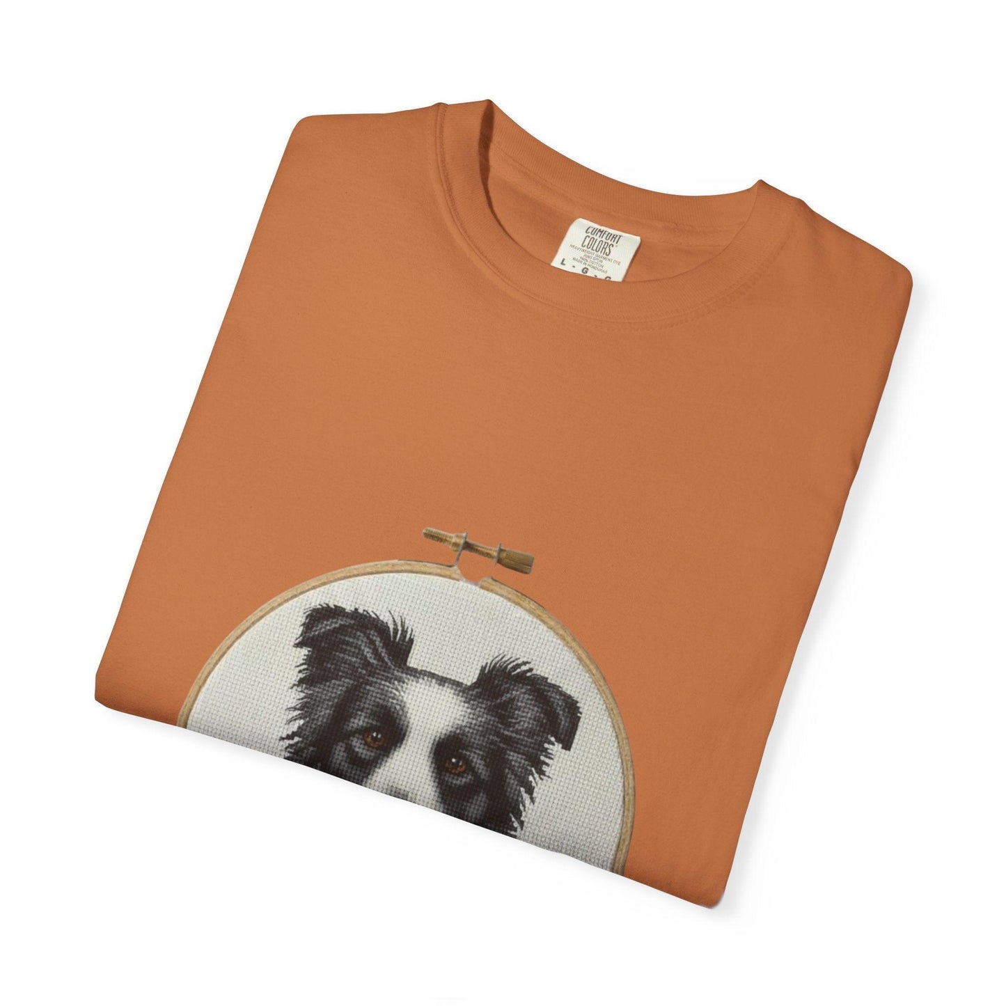 Border Collie Shirt, Dog Mom Gift, Cross Stitch Dog Portrait Tee, Embroidery Hoop Floral Pet Lover Top